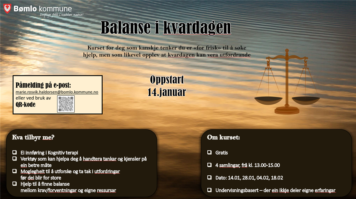 illustrasjonsplakat for kurs om balanse